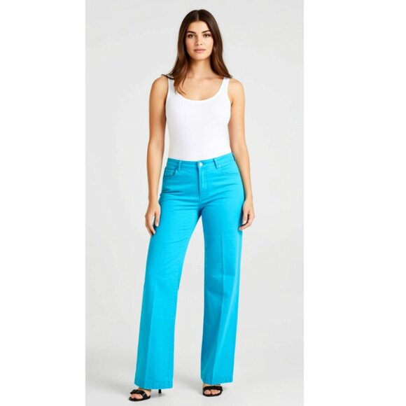 Style & Co. Pants - Style & Co. Straight Slim Leg Tummy Control Jeans, mint green, 12 Petite!